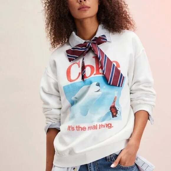 Free People X Junk Food Coke Polar Bears Crewneck NWT Size Medium - Picture 1 of 7